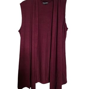 Burgundy Sleeveless Cardigan Vest